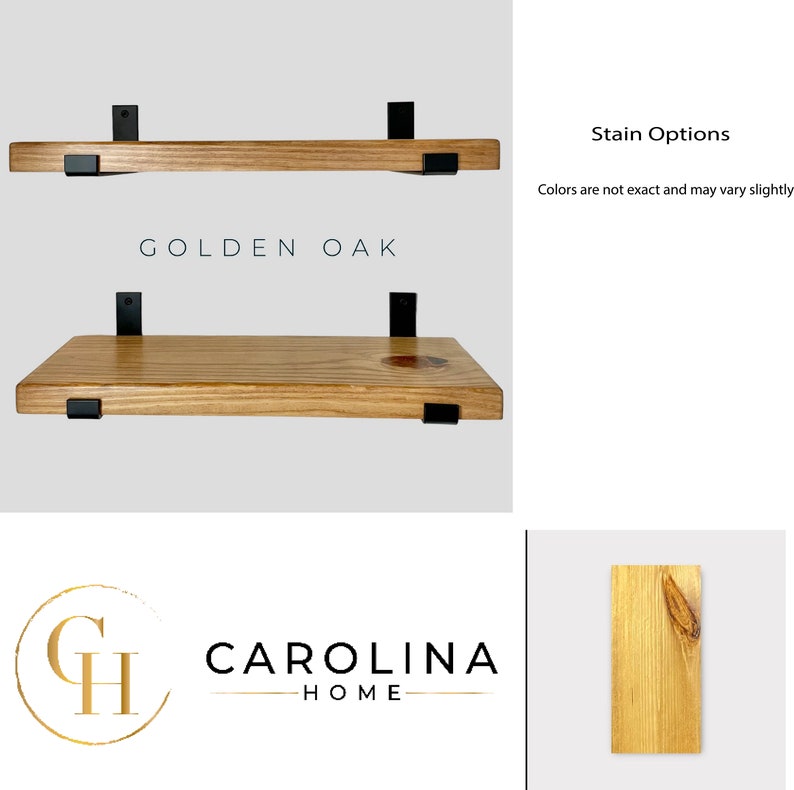 Carolina Home SET OF TWO 2 Rustic Floating Shelves with Industrial Brackets, Modern, Kitchen Shelf, Farmhouse Home Decor, Minimalist image 6