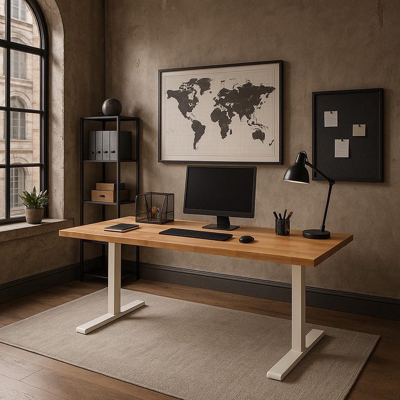 Solid Hardwood Standing Desk – Electric Adjustable Height, Home Office image 3