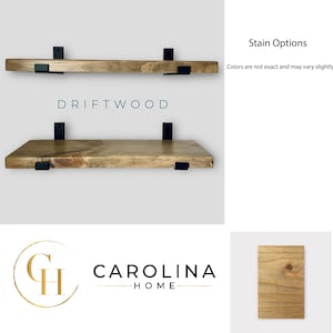 Carolina Home SET OF TWO 2 Rustic Floating Shelves with Industrial Brackets, Modern, Kitchen Shelf, Farmhouse Home Decor, Minimalist image 8