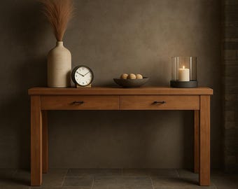 Solid Mango Wood Console Table with Drawers