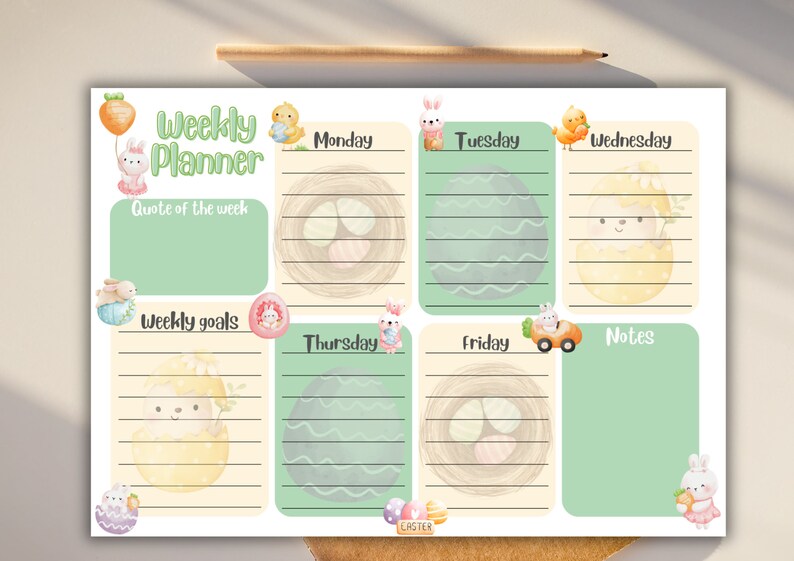 Easter Week Timetable Easter Planner Printable Easter Weekly Planner Easter Download Template ...
