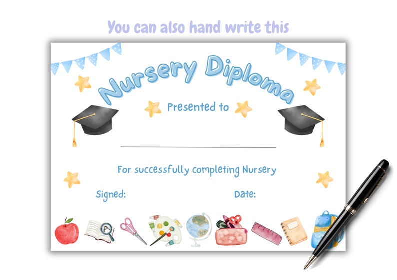 Personalized Nursery Graduation Certificate - Printable Keepsake ...