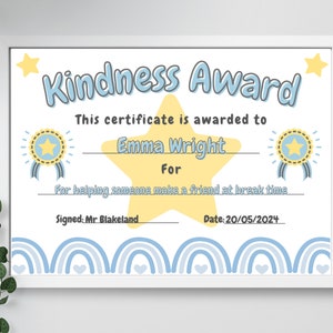 Kindness Award Certificate Printable Certificate Template Well Done ...