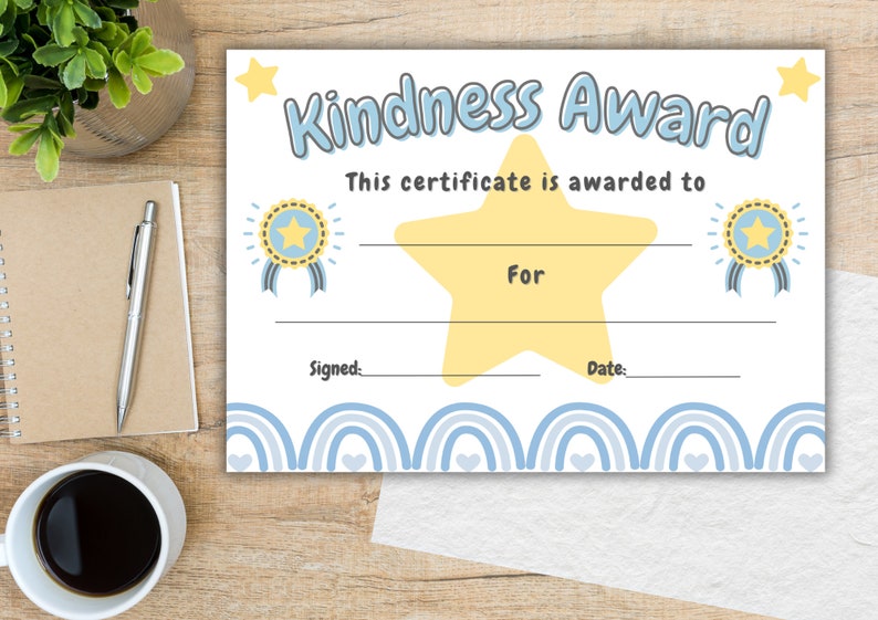 Kindness Award Certificate Printable Certificate Template Well Done ...