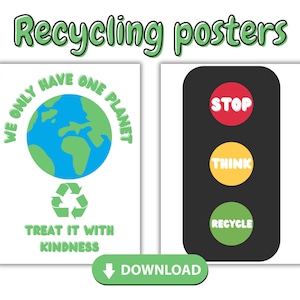 Plakat recyklingu Wystrój klasy z recyklingu Plakat nauczyciela Plakat ratujący planetę plakat edukacyjny