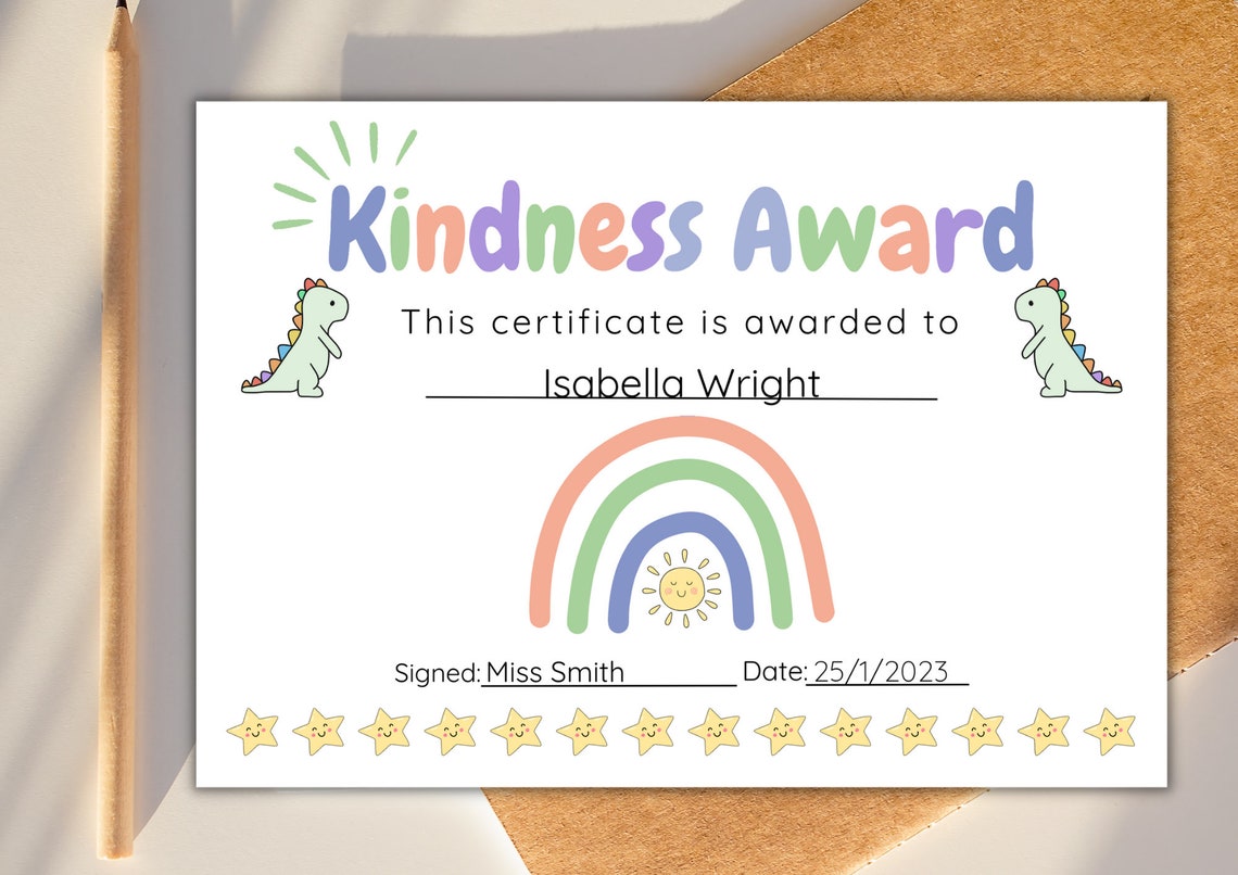 Kindness Award Certificate Printable Certificate Template Well Done ...