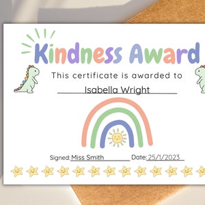 Kindness Award Certificate Printable Certificate Template Well Done ...