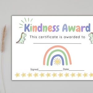 Kindness Award Certificate Printable Certificate Template Well Done ...