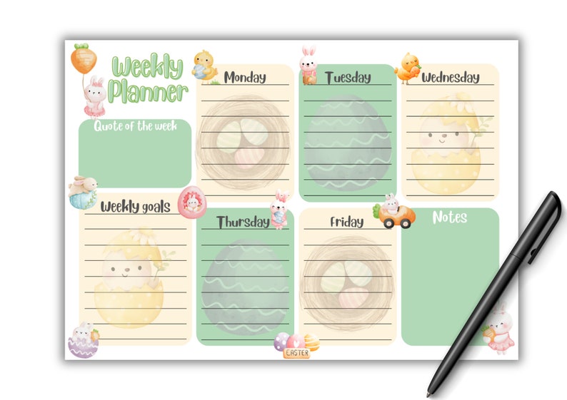 Easter Weekly Program Easter Planner Printable Easter Weekly Planner Easter Download Template ...