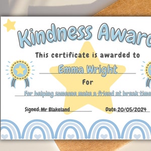 Kindness Award Certificate Printable Certificate Template Well Done ...