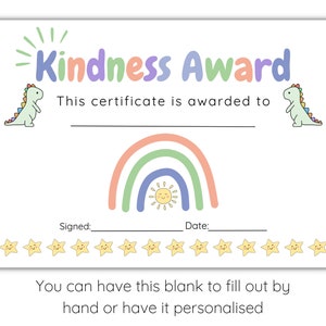 Kindness Award Certificate Printable Certificate Template Well Done ...