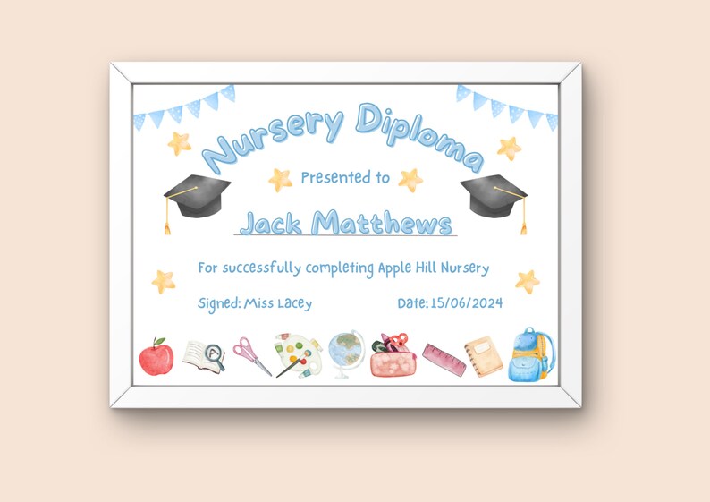 Personalised Nursery Graduation Certificate Congratulations for ...