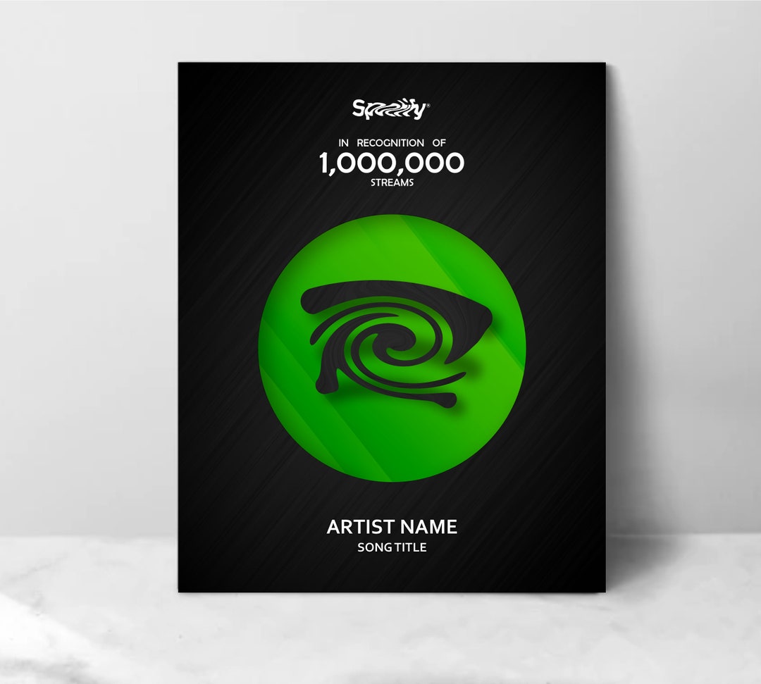 Custom Spotify Award Plaque With Play Button for Recognizing Etsy