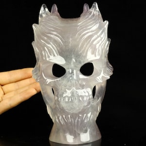 6.7&quot; FLUORITE Skeleton Mask Carved Crystal Skull, Healing, Realistic, Skullis, Natural, Huge Carving Gemstone