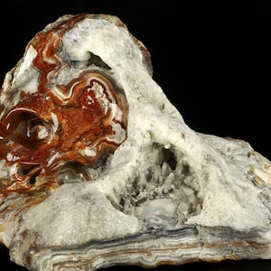 6.9&quot; RED CRAZY LACE Agate Geode Carved Crystal Skull, Healing, Realistic, Natural, Huge Gemstone Skullis, Carving 4.6lb
