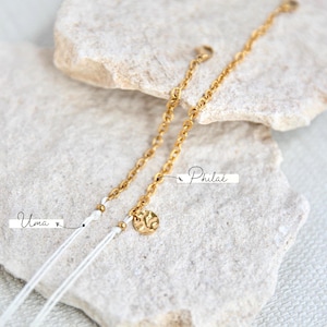 Braccialetti Uma/Philaé - Catena personalizzabile mezza corda e mezza martellata in acciaio inossidabile con la possibilità di aggiungere un ciondolo martellato