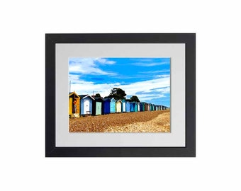 Beach Huts print in style of Oil Painting Digital Print