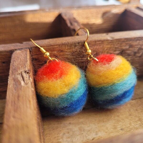 Felted Ball Earrings Etsy