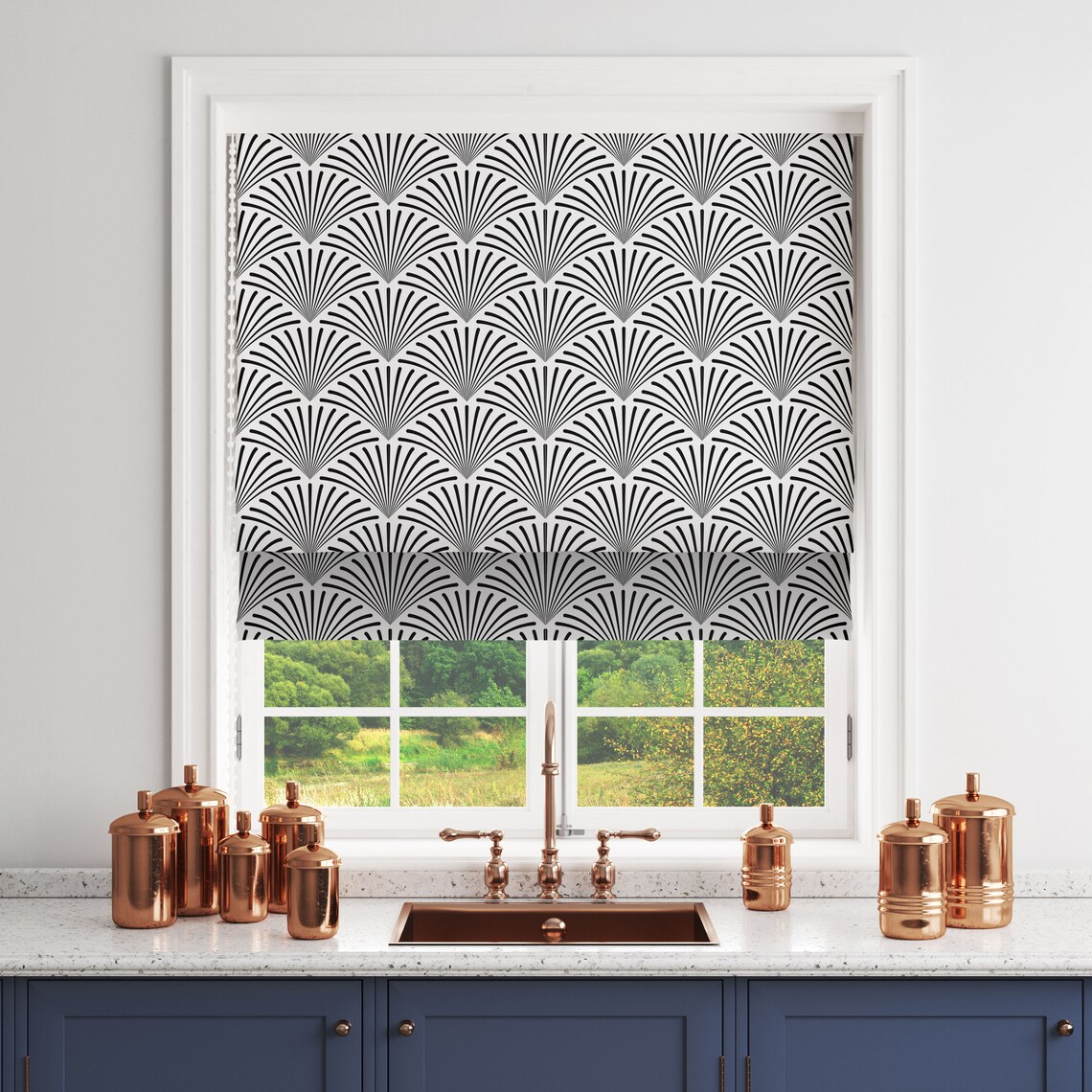 Modern Geometric Roman Shades Kitchen Roman Shades Bedroom Etsy