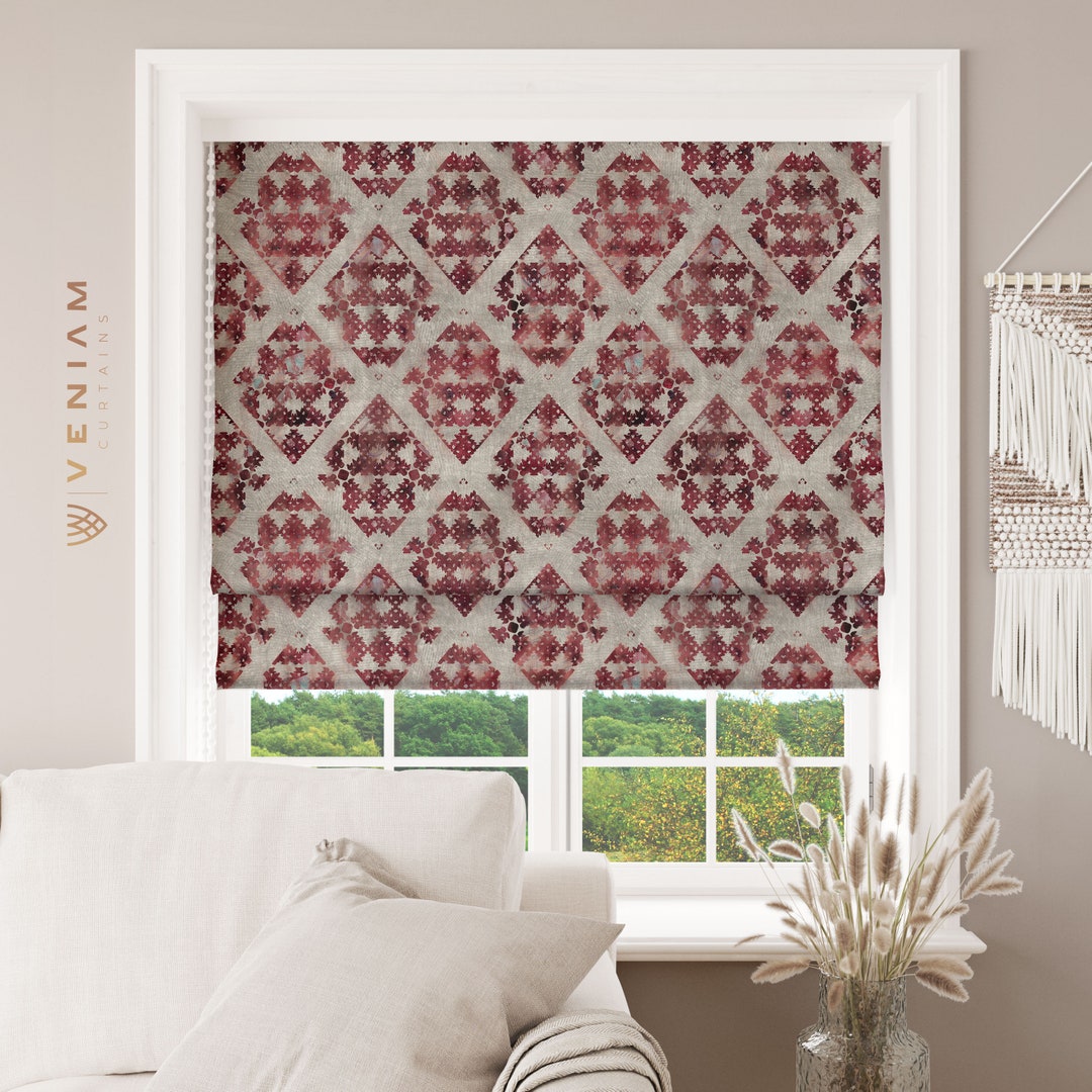 Tribal Ethnic Damask Roman Shades for Livingroom Diamond Etsy