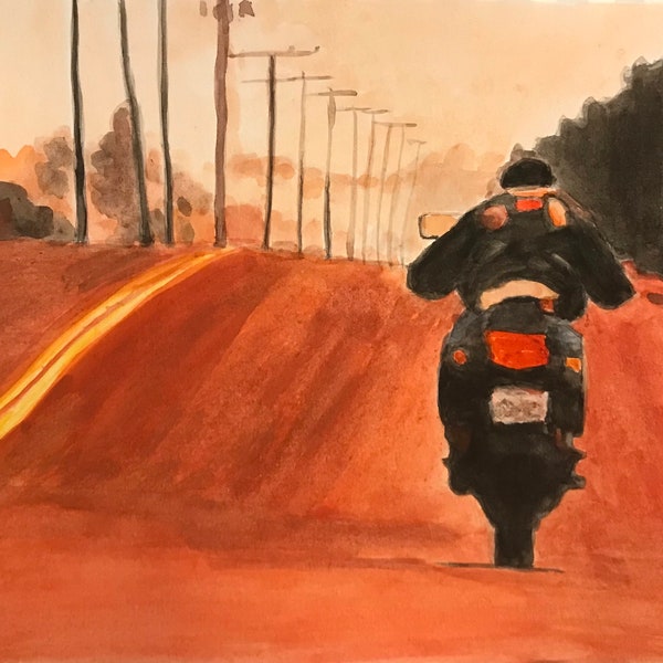 Motorcycle Painting Original Art Etsy