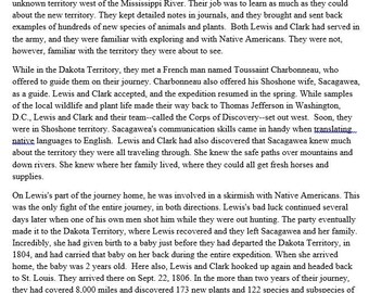 "Lewis und Clark ""Leseübung""."