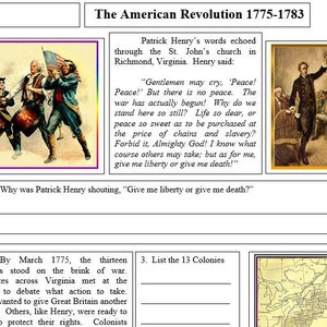 The American Revolution Reading Activity and Worksheets