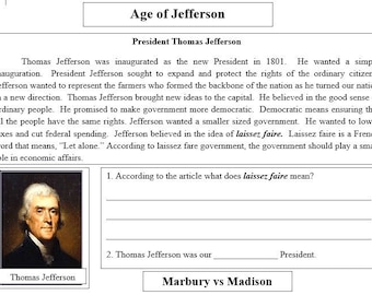 The Age of Jefferson Reading Activity