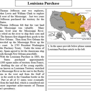 The Louisiana Purchase Reading Activity