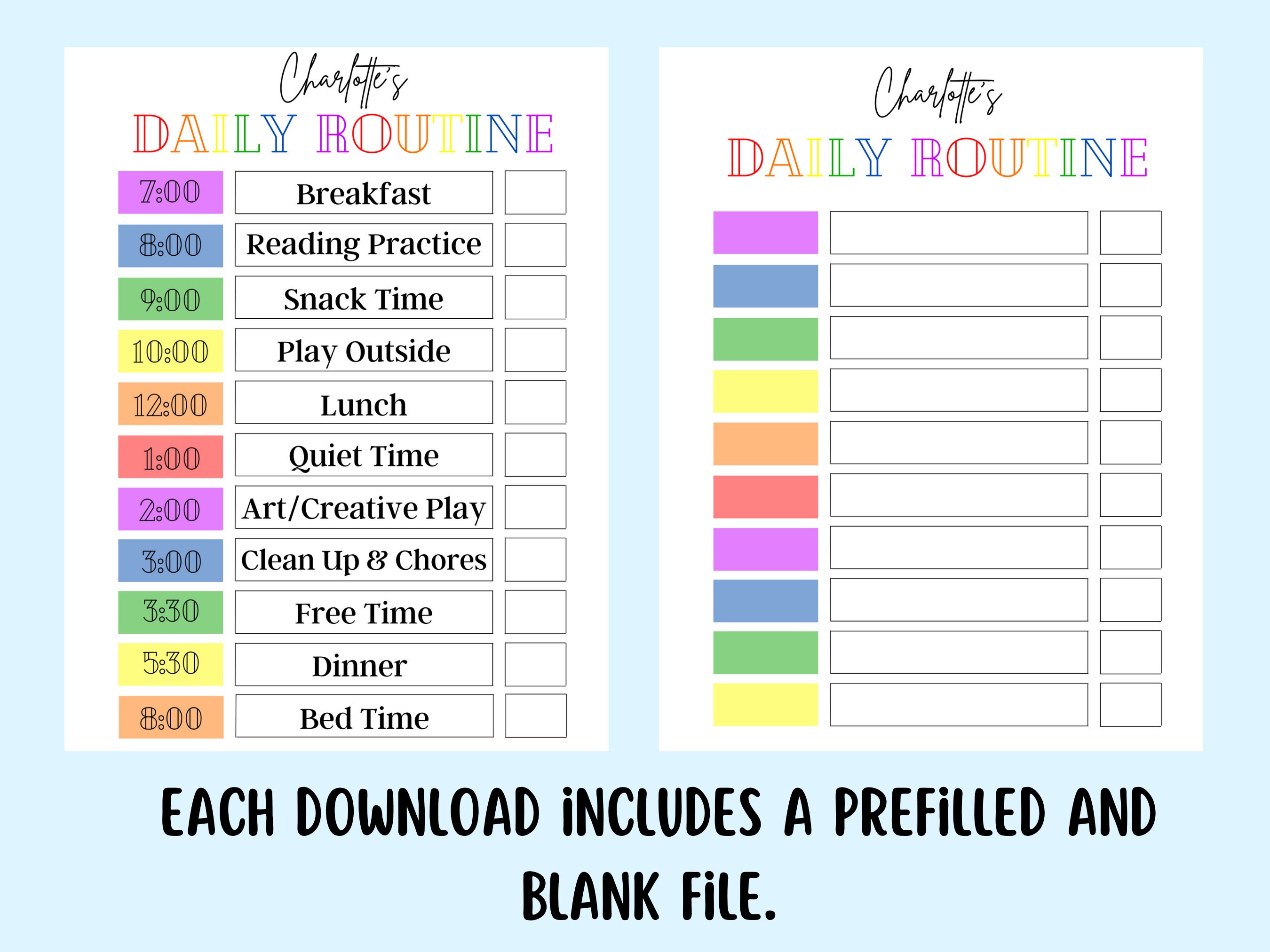 Buy EDITABLE Daily Routine Kids Daily Routine Daily Checklist for Kids ...