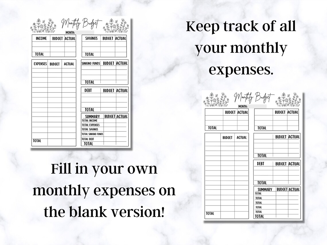 EDITABLE Monthly Budget Template Monthly Budget Printable Budget ...