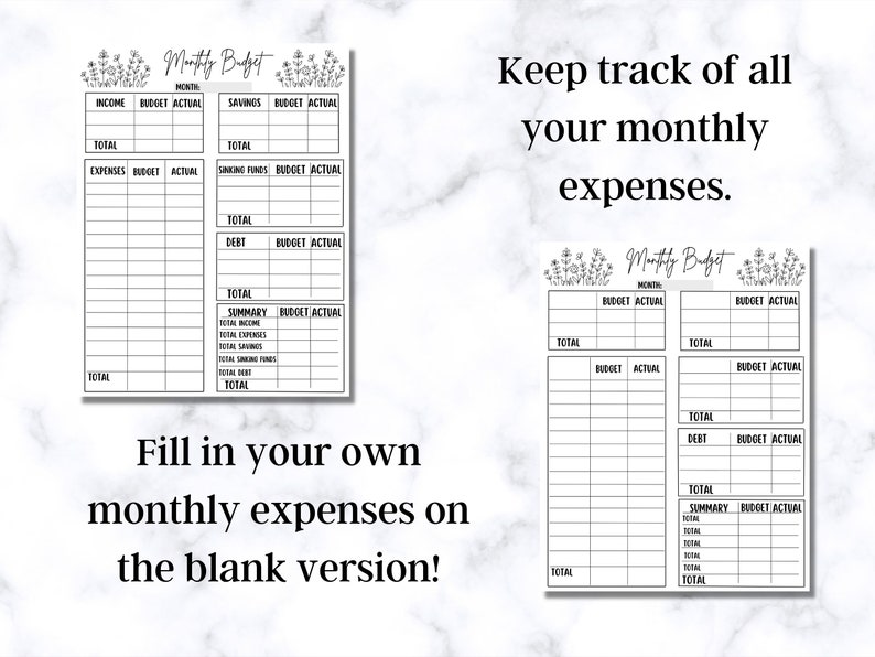 EDITABLE Monthly Budget Template Monthly Budget Printable Budget ...