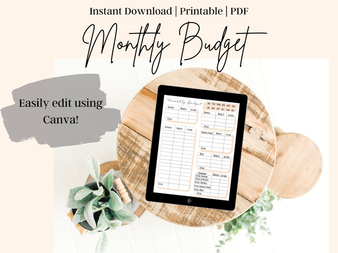 Monthly Budget Tracker Monthly Budget Template Budget Printable Budget ...