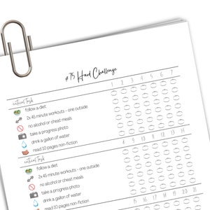 75 Day Hard Challenge Printable Checklist - Etsy New Zealand