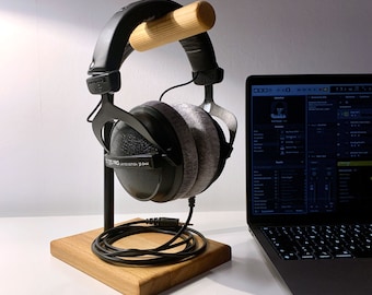 Kopfhörerständer aus Metall & Buchenholz | Kopfhörerhalter, Gaming, Studio, Büro