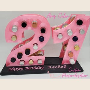 Personalized 21st Birthday Mini Liquor Bottle Holder: Custom Text & Color