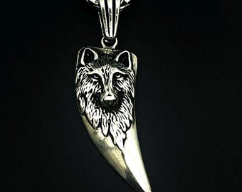 Sterling Silver Wolf Fang Necklace: Norse Viking Amulet Jewelry