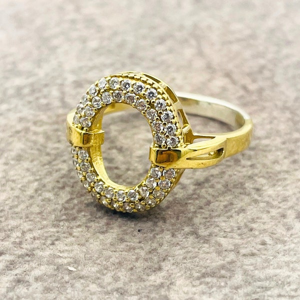 Women Elegant, Chic, And Trendy Ring CZ Pave Circle Ring, 925k Sterling Society Silver, Attraction Jewelry Engagement Wedding Lovers Fashion