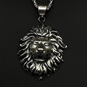 925 Sterling Silver Lion Head Necklace for Men – Bold King of the Jungle Pendant – Alpha Spirit Animal Jewelry – Handmade Gift for Him