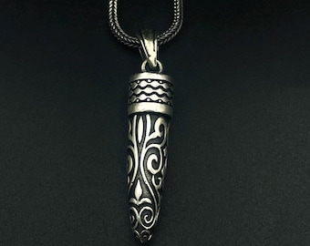 925 Sterling Silver Men Necklace Sniper Bullet Pendant Necklace