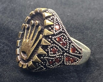 Mens Gold Crown Ring, Turkish Handmade Ring, King Crown Model, King Ring, Silver Ring, Gift for Him Ring ,925k Sterling Silver,Star Ring