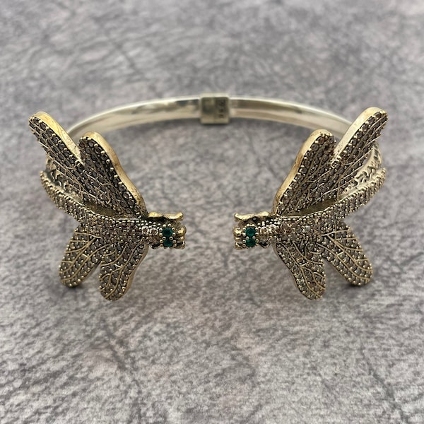 Bracelet papillon pour femmes, bracelet pour dames faits à la main en pierre citrine, manchette bracelet, argent sterling 925, bracelet animal, bracelet cadeau pour femmes