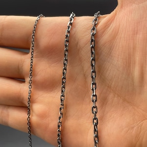Oxidized Sterling Silver Anchor Chain: Vintage Blackened Necklace