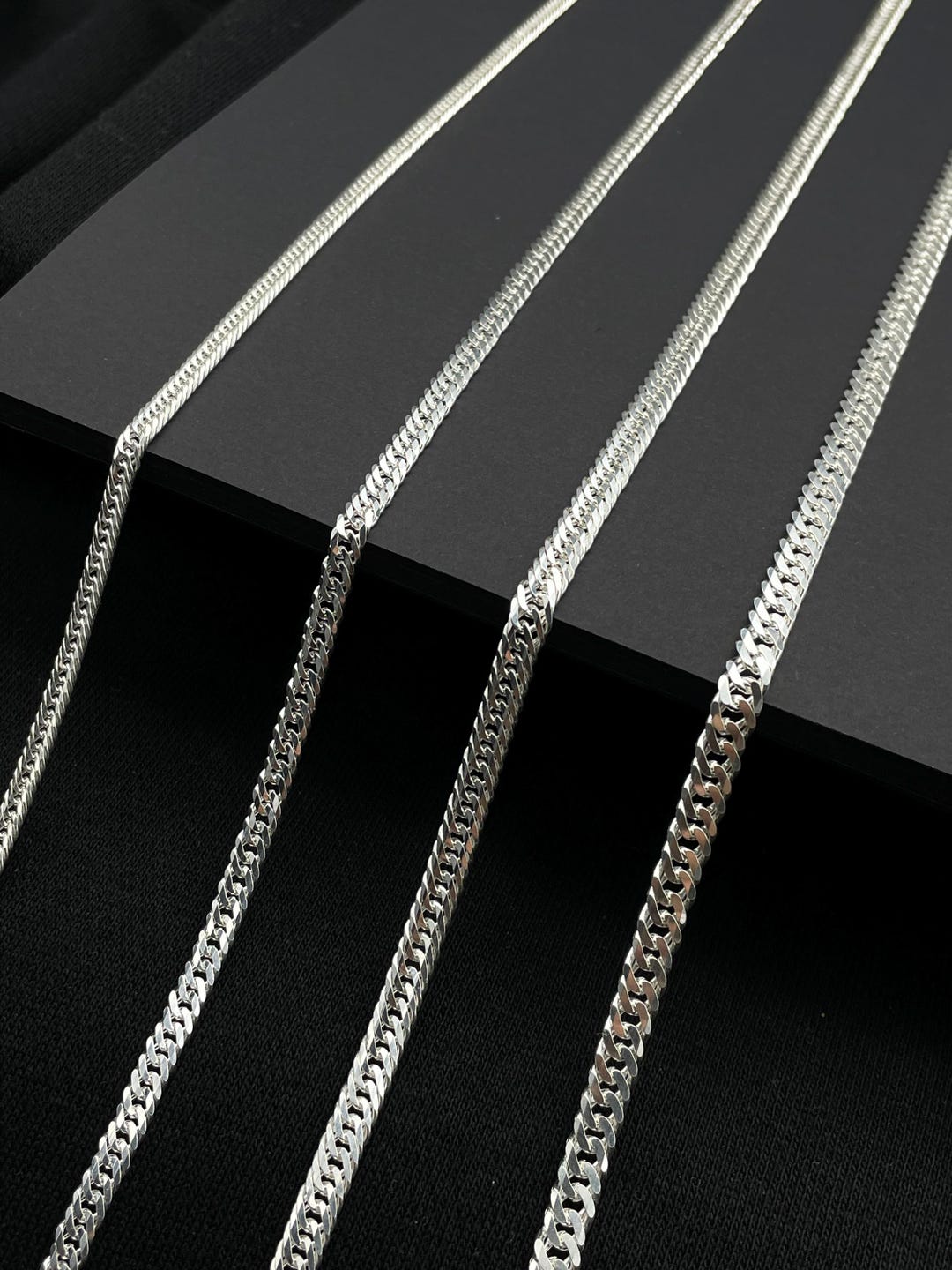 Sterling Silver Flat Cuban Link Chain: Miami Curb Necklace for Men - Etsy
