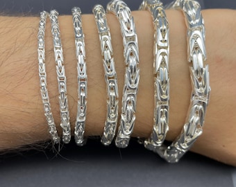 Sterling Silver Byzantine Chain Bracelet: Handmade Viking Style Jewelry