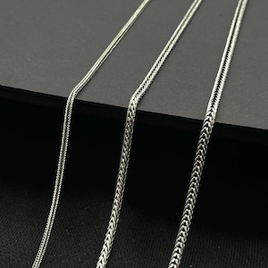 925 Sterling Solid Silver Oxidized Foxtail Chain Necklace, Bali Style Wheat Chain, Unisex Pendant Chain, Gift for Men & Women, Choker Chain