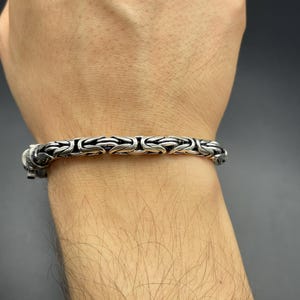925 Sterling Silver Oxidized Byzantine Chain Bracelet – Handmade Bali Byzantine Chain – King Chain for Men – Heavy Silver Bracelet –Gift for