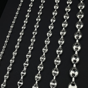 925 Sterling Silver Puffed Mariner Chain Necklace, Anchor Link Chain for Men, Handmade Silver Jewelry, Classic Nautical Gift for Men Chain