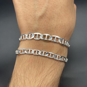 925 Sterling Silver Bracelet - Anchor Chain Bracelet - Marine Silver Bracelet - Gift for him - Everyday Silver Italian Chain Bracelet