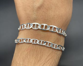 925 Sterling Silver Bracelet - Anchor Chain Bracelet - Marine Silver Bracelet - Gift for him - Everyday Silver Italian Chain Bracelet